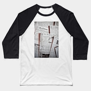 Newspaper Pattern Baseball T-Shirt